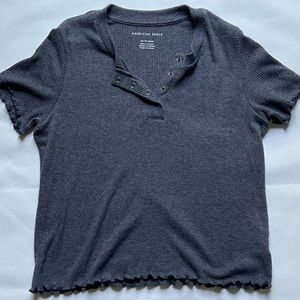 american eagle ribbed quarter button shirt